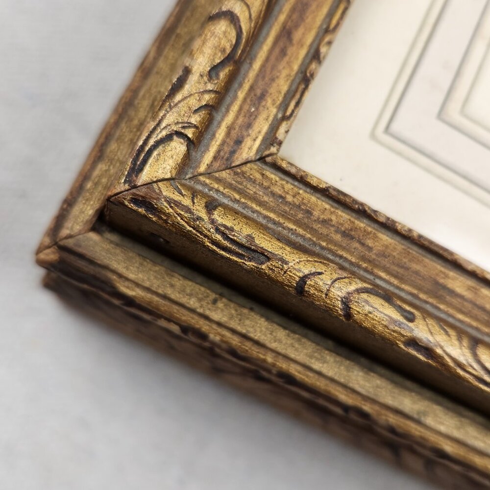 VTG Trinket Jewelry Box Carved Wood Mirror Interior Glass Top Gold Tone 8X6X2.5" - Picture 4 of 15
